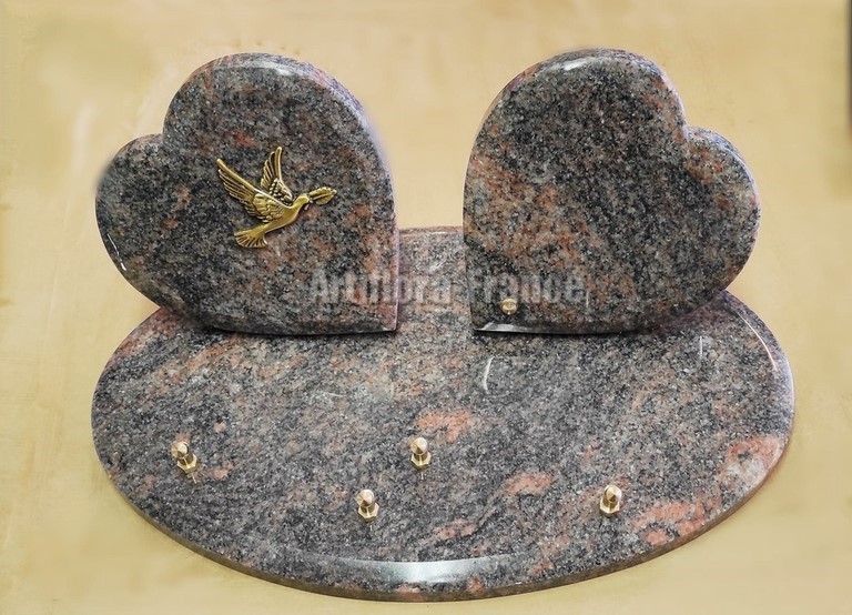 PLAQUE GRANIT FORME DOUBLE COEUR