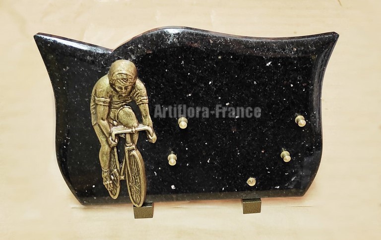 PLAPLAQUE FORME 20X30CM BRONZE CYCLISTE VELO