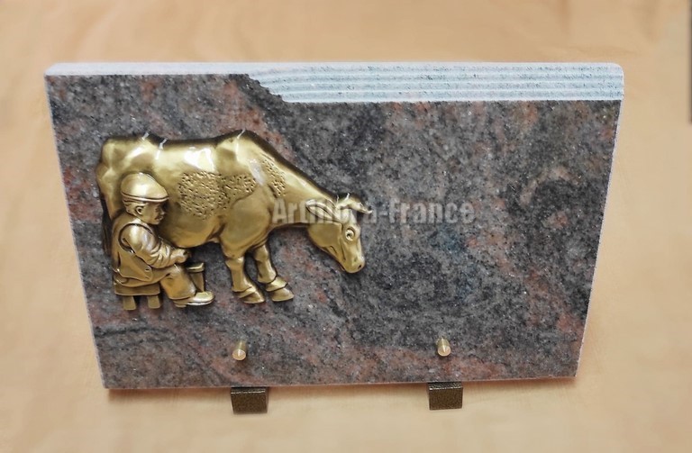 PLAQUE GRANIT 20X30CM FERMIER VACHE