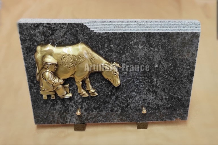 PLAQUE GRANIT 20X30CM FERMIER VACHE
