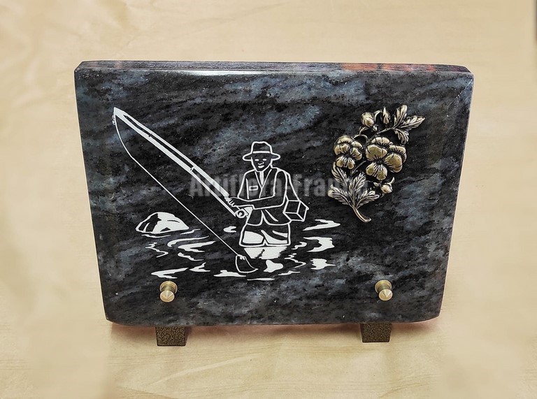 PLAQUE GRANIT 15X20CM PECHEUR