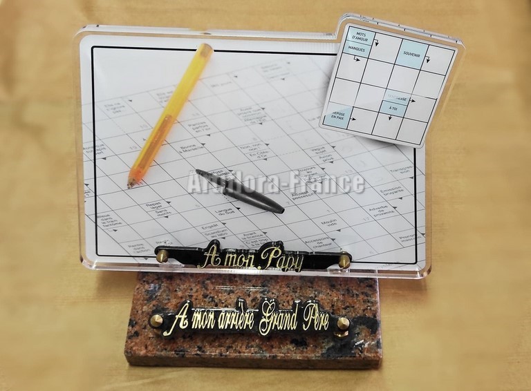 PLAQUE EN ALTUGLASS 18X25CM MOTS FLECHES