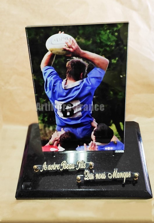 PLAQUE EN ALTUGLASS 20X30CM RUGBY