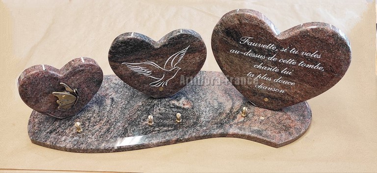 PLAQUE GRANIT 28x35CM TRIPLE COEURS