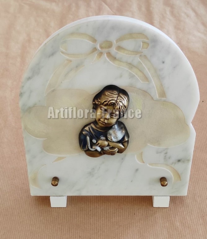 PLAQUE MARBRE BLANC 19X21CM