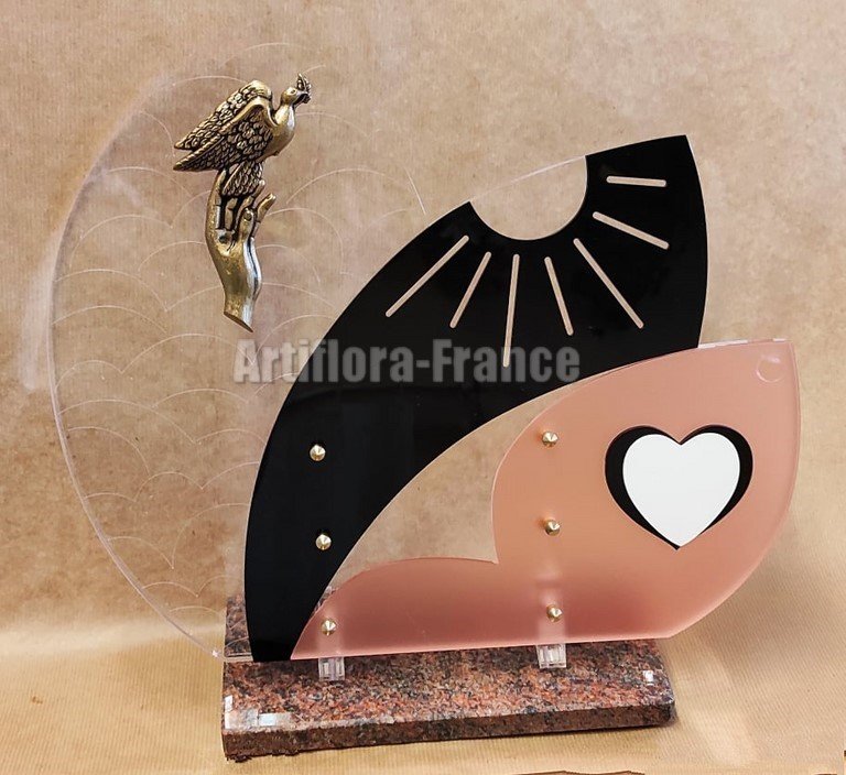 PLAQUE ALTUGLASS 39X41CM ROSE ET NOIR