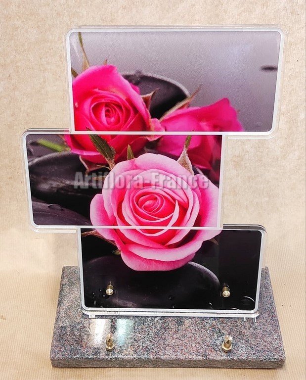 PLAQUE ALTU TRYPTIQUE ROSE ROSE 31X25CM