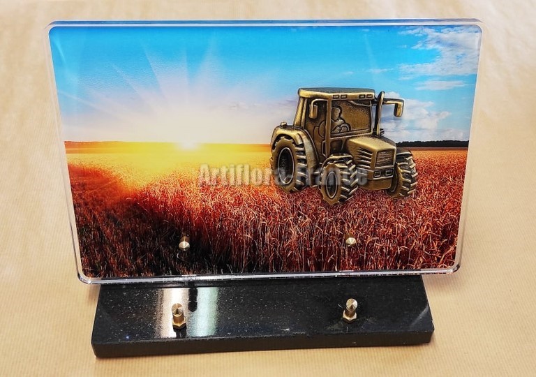 PLAQUE ALTU RECTANGLE 20X30CM CHAMPS + BRONZE TRACTEUR