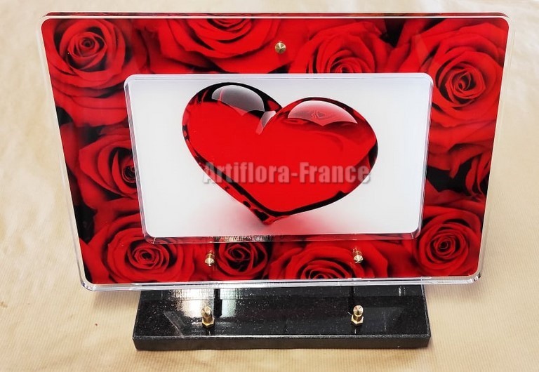 PLAQUE ALTU CADRE 25X35CM ROSES ROUGES COEUR
