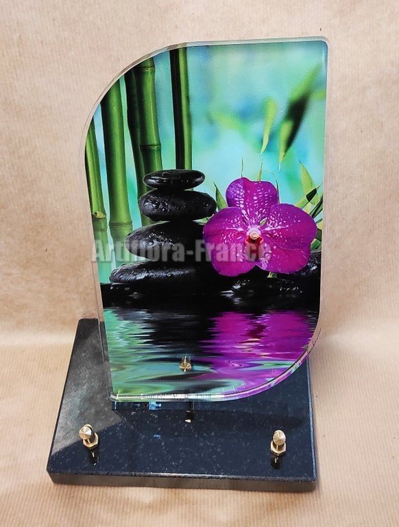 PLAQUE ALTU VERTICAL 20X15CM ORCHIDEE GALETS