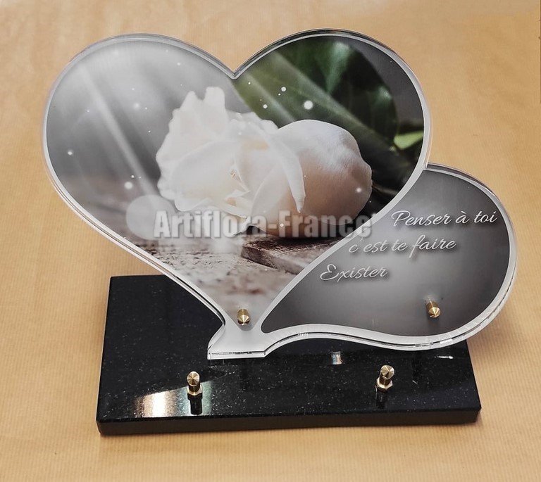 PLAQUE ALTU 32x28CM COEUR PETALE + TEXTE