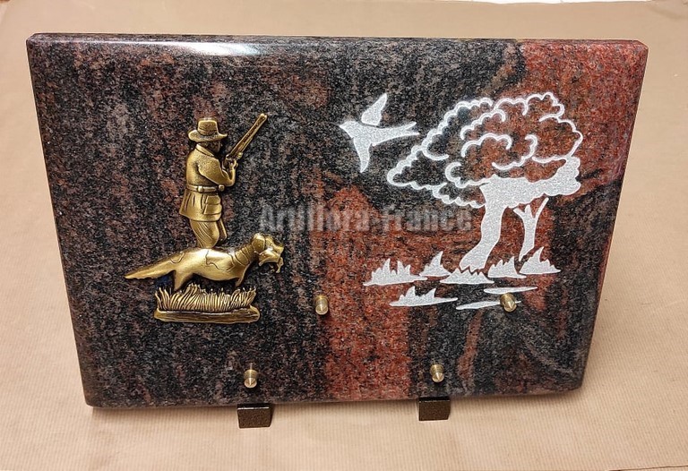 PLAQUE GRANIT RECT. 25X35CM CHASSEUR