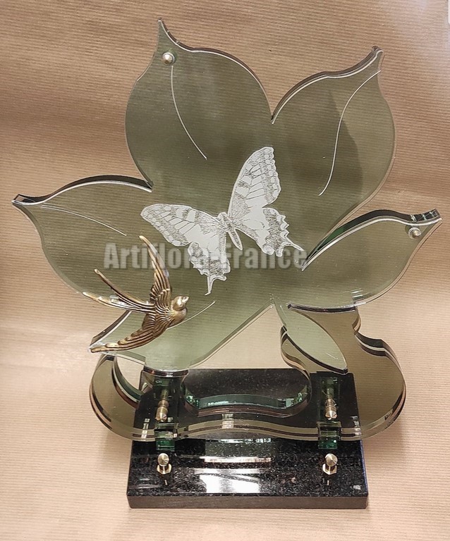 PLAQUE ALTU 29X33CM FEUILLE ET PAPPILLON