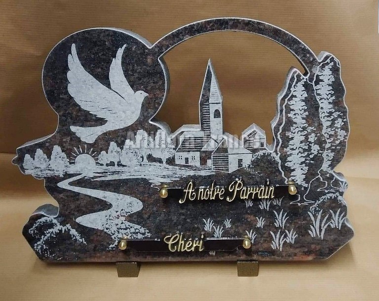 PLAQUE GRANIT 30X40CM DECOUPE JET D EAU COLOMBE