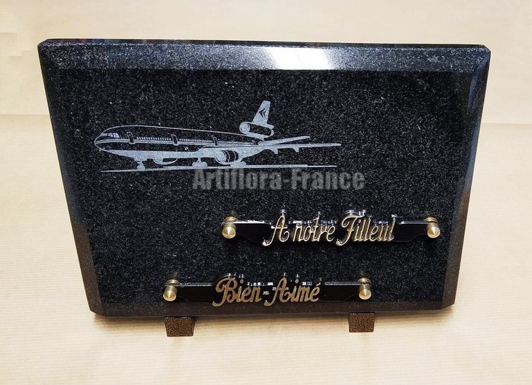 PLAQUE GRANIT 18x25CM AVION 