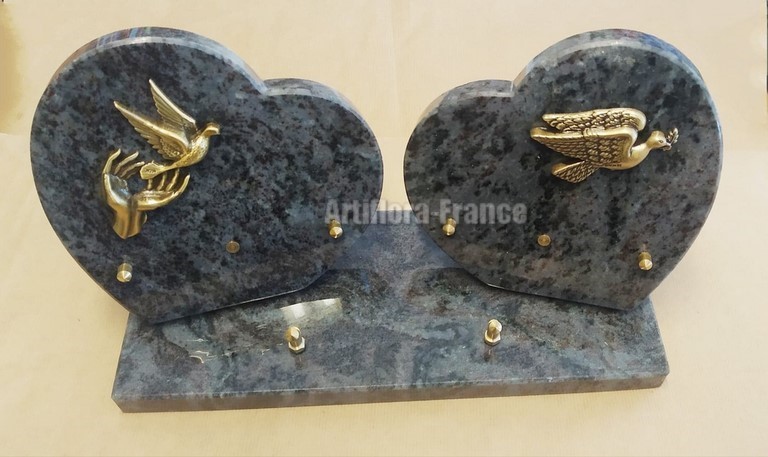 PLAQUE GRANIT FORME DOUBLE COEUR