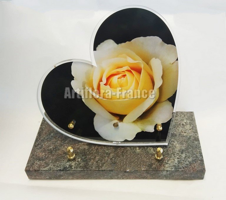 PLAQUE ALTU COEUR ROSE JAUNE 