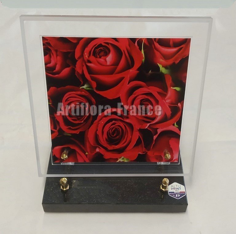 PLAQUE ALTU 20X20CM LISERE SABLE ROSE ROUGE