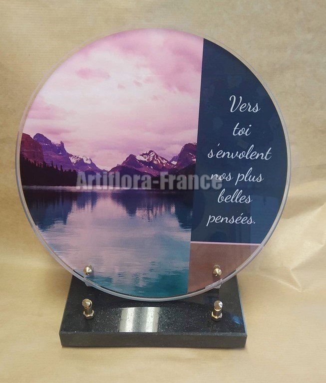 PLAQUE RONDE D25CM ALTU MONTAGNE + TEXTE