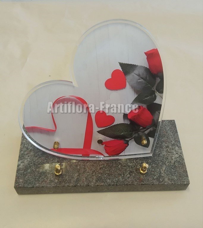 PLAQUE ALTU COEUR ROSES ROUGE ET COEURS