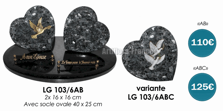 PLAQUE GRANIT FORME DOUBLE COEUR