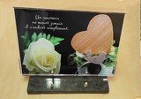 PLAQUE ALTU 25X35CM COEUR ET ROSE CREME + TEXTE