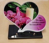 PLAQUE ALTU 32x28CM COEUR PETALE + TEXTE ORCHIDEE BOUGIE