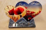 PLAQUE ALTU DOUBLE COEUR 35X22CM COQUELICOTS